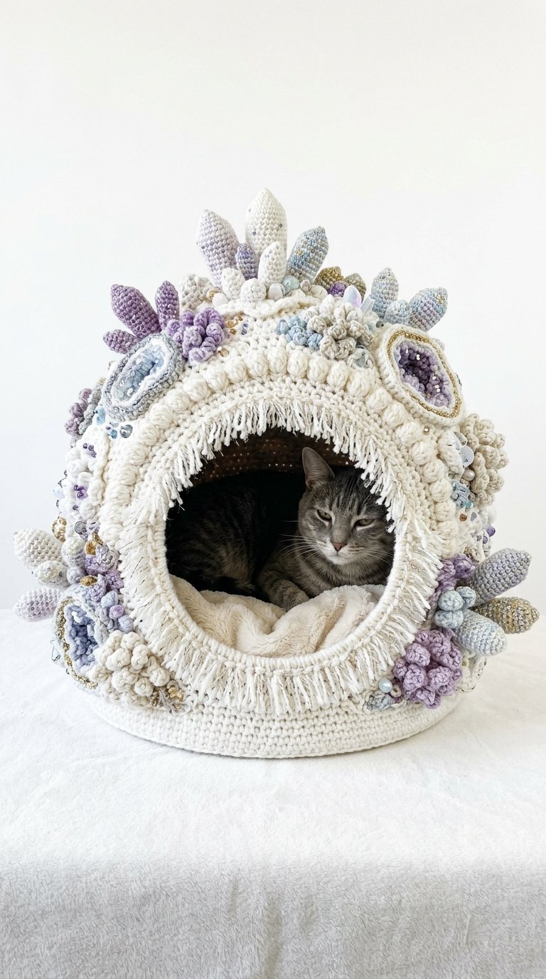Crystal Cave Crochet Cat House - Step by Step