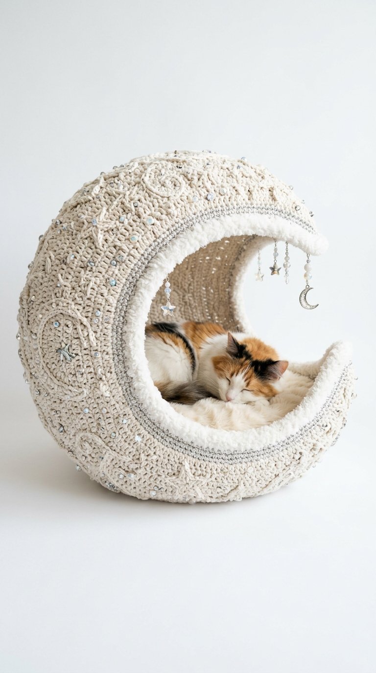 Crystal Moon Crochet Cat House - Handmade Pattern