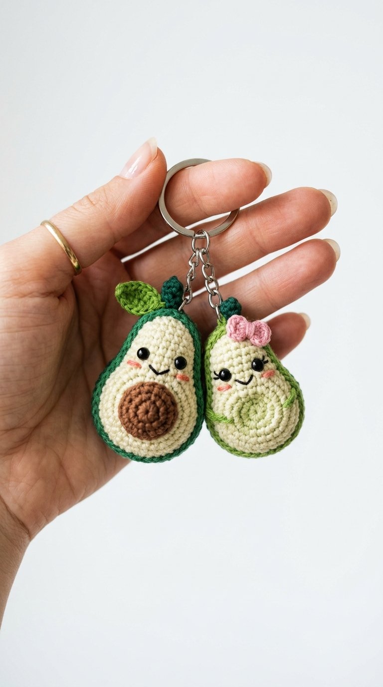 Cute Avocado Couple Crochet Keyc - Amigurumi Pattern