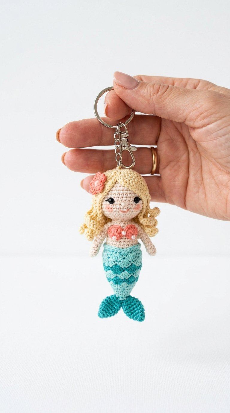 Cute Mermaid Keychain Crochet - Handmade Pattern