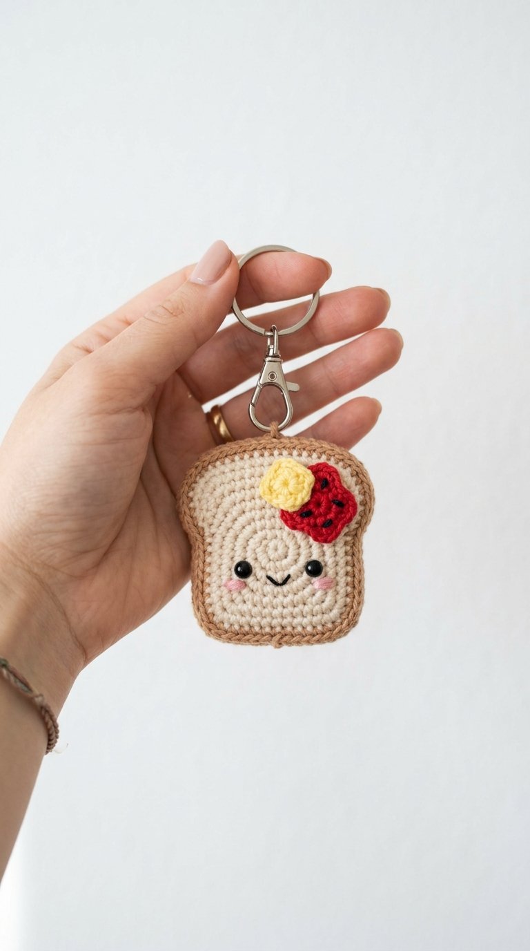 Cute Toast Crochet Keychain - PDF Pattern