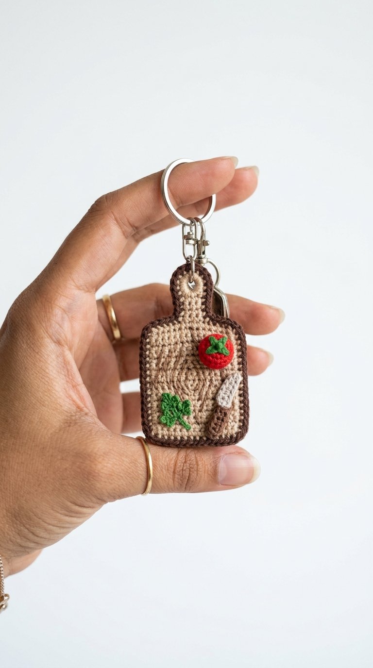 Cutting Board Crochet Keychain - Amigurumi Pattern