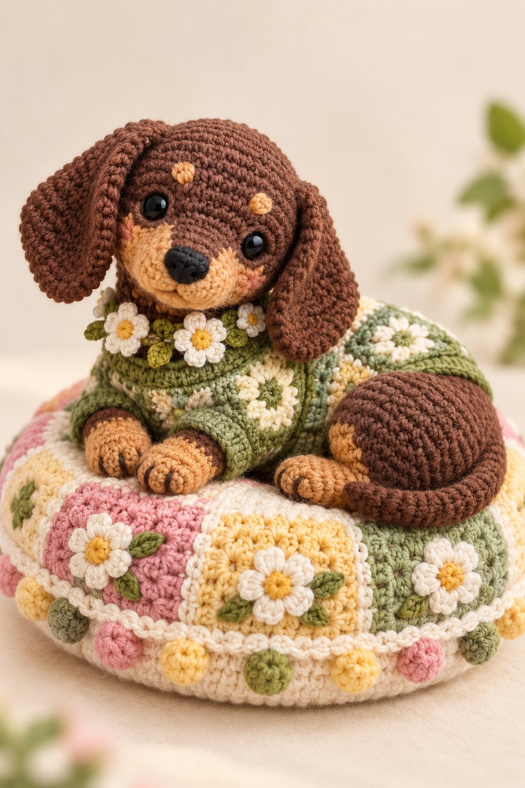DIY Dachshund On Cushion - Crochet Tutorial