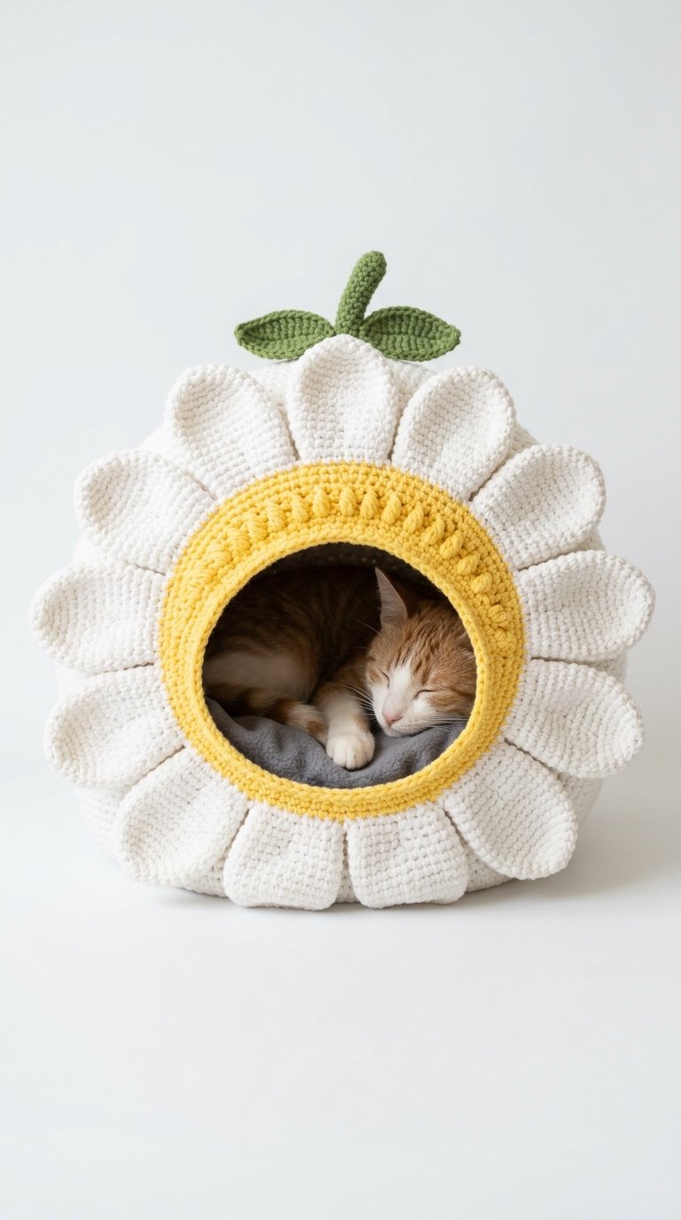 DIY Daisy Crochet Cat House - Crochet Tutorial
