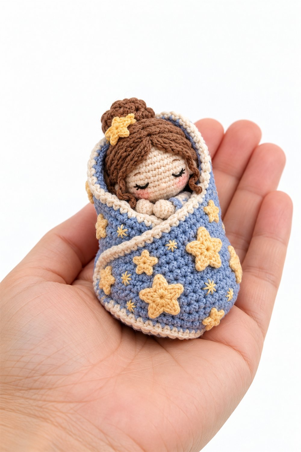 Doll Wrapped In Star Blanket - Easy Crochet