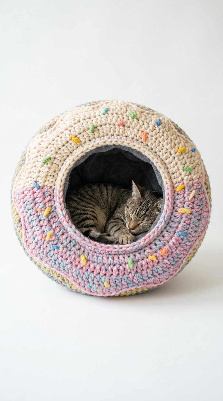 Crochet Donut Crochet Cat House - Pattern