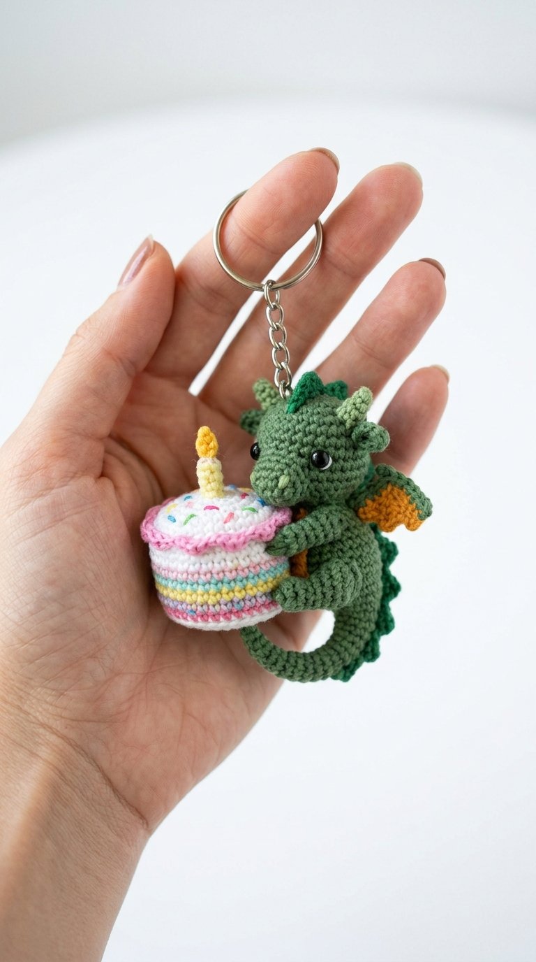How to Crochet Dragon Guarding Birthday Cake Ke