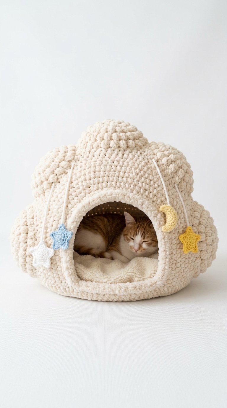 DIY Dream Cloud Crochet Cat House - Crochet Tutorial