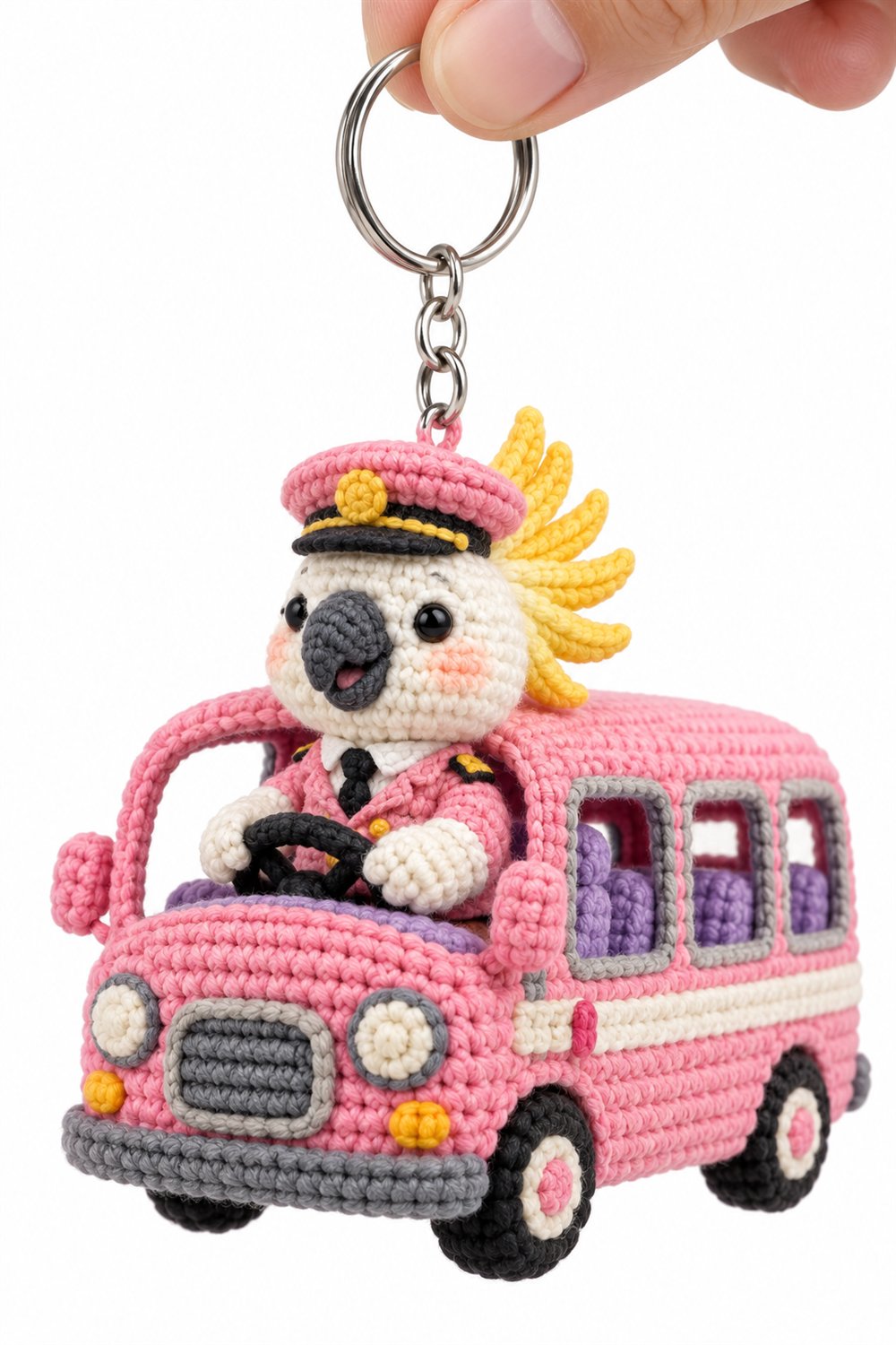 How to Crochet Driver Cockatoo In Pink Bus