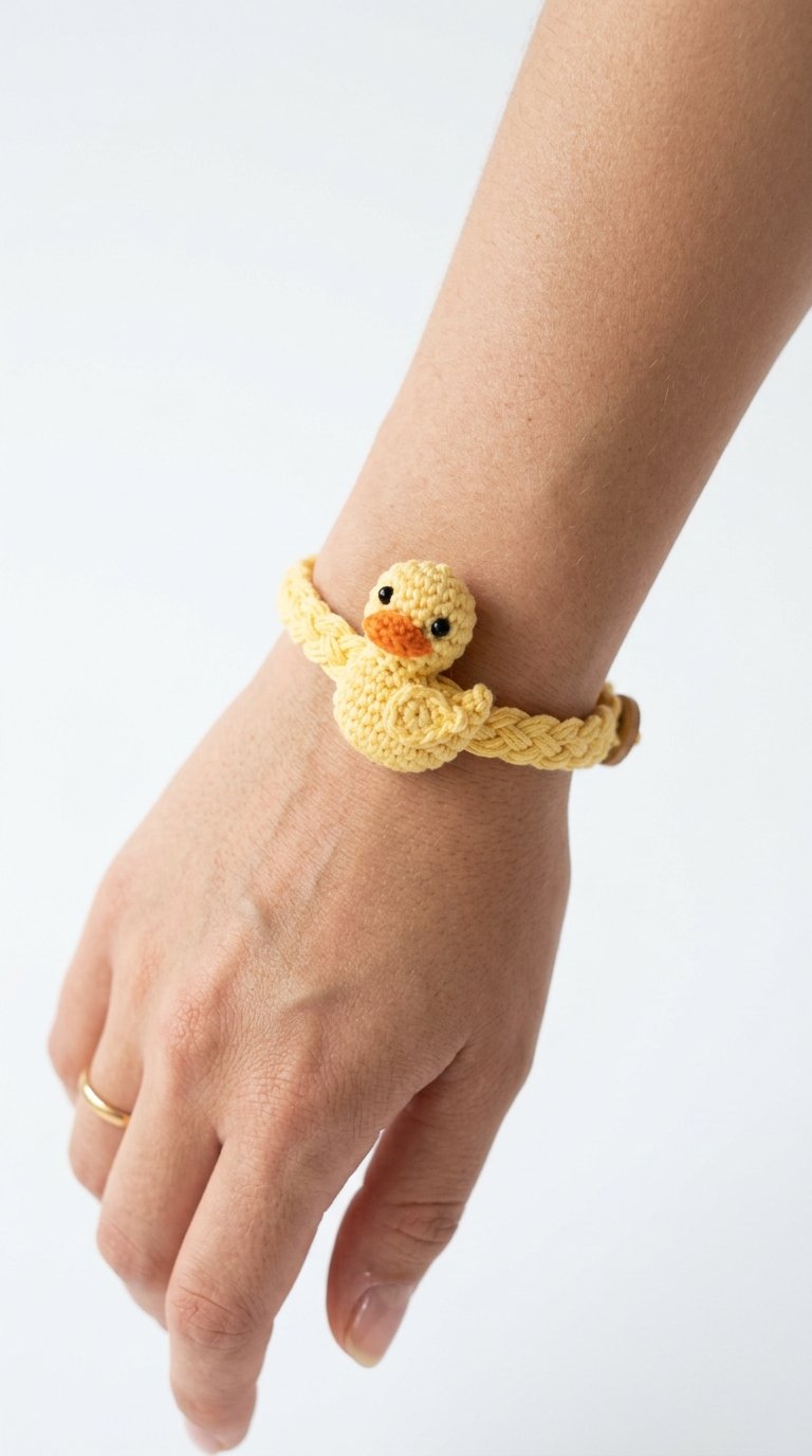 Crochet Duck Crochet Bracelet On Wrist - Pattern