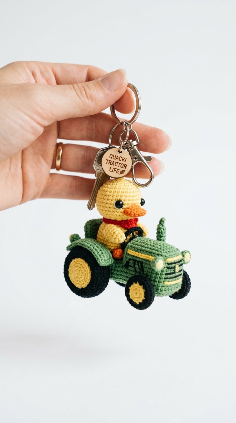 Duck Driving Tractor Keychain - Easy Crochet