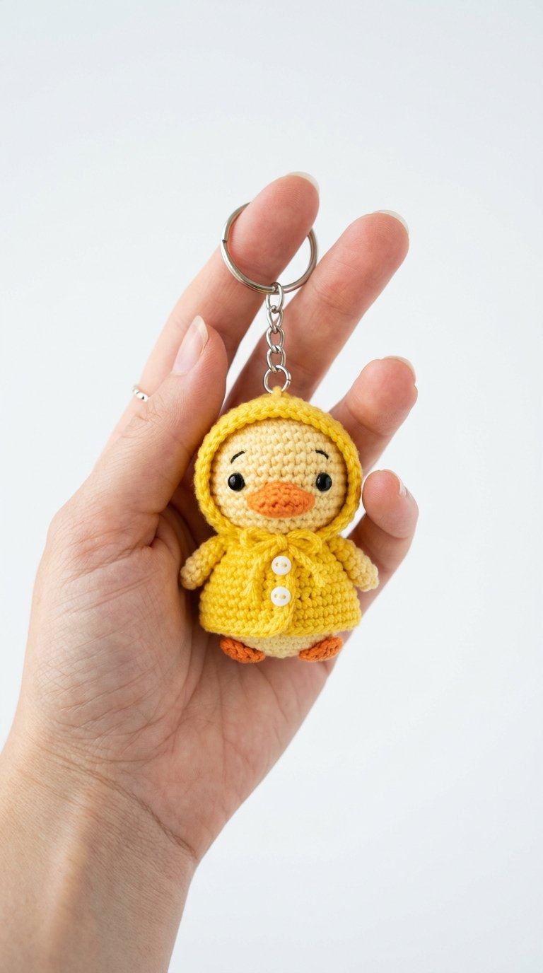 Duck In Raincoat Keychain - PDF Pattern