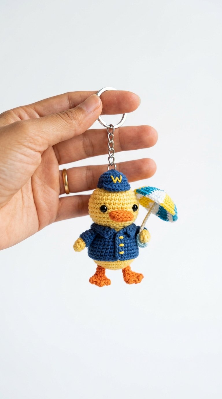 Duck Keychain In Hand - Amigurumi Pattern