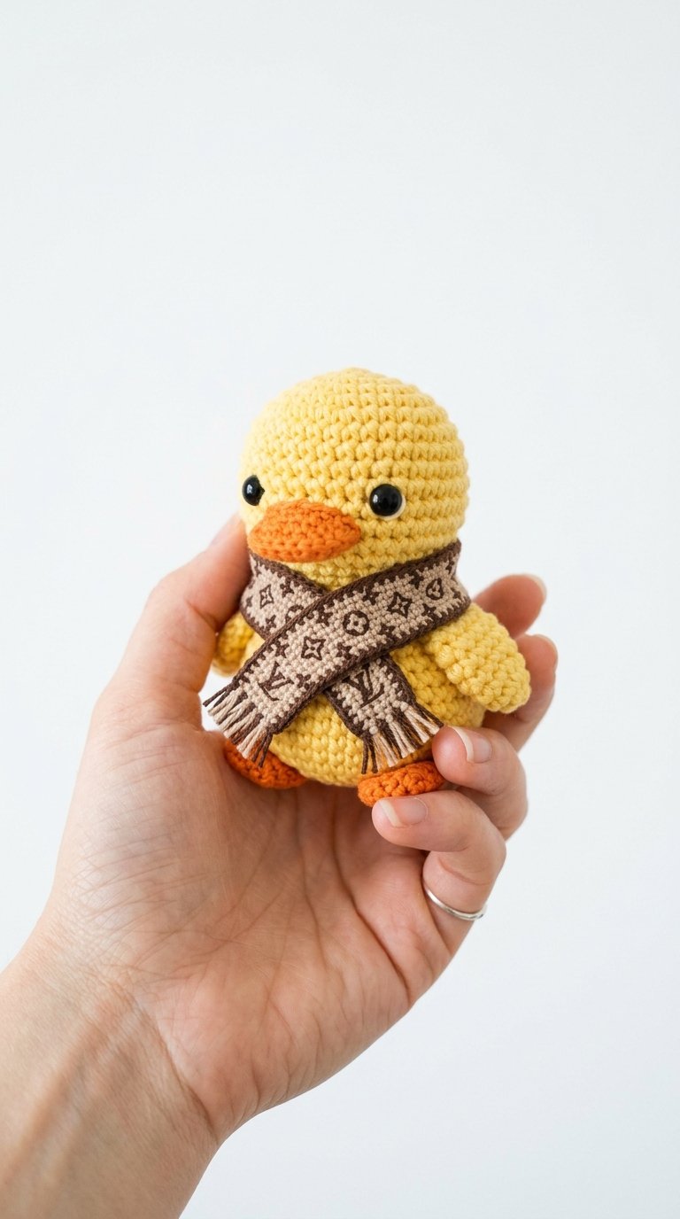 Crochet Duck Wearing Louis Vuitton Scarf - Pattern