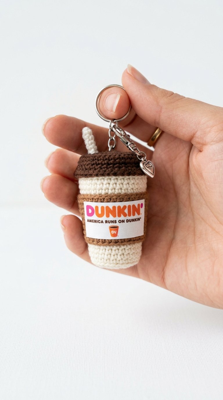 Dunkin Coffee Cup Keychain Crochet Guide