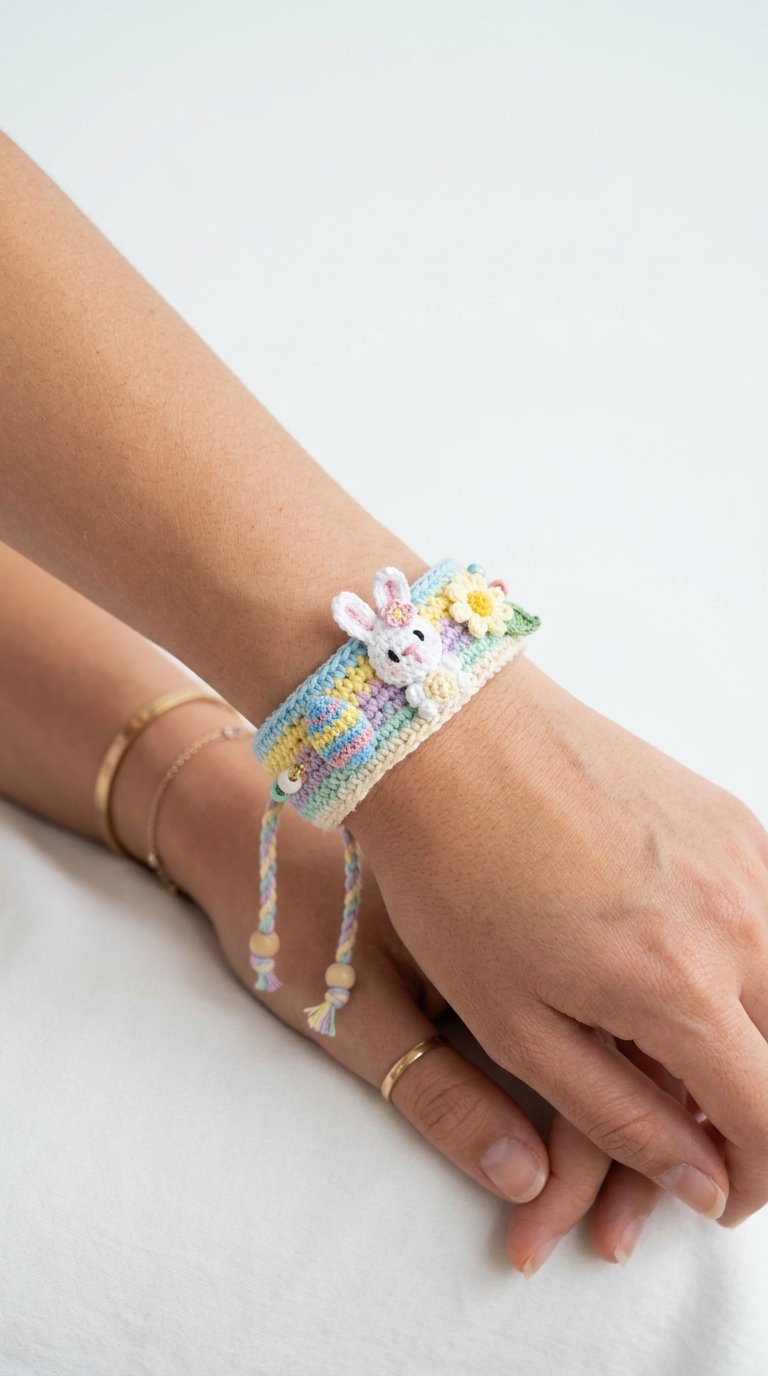 Easter Crochet Bracelet On Wrist - Crochet Pattern