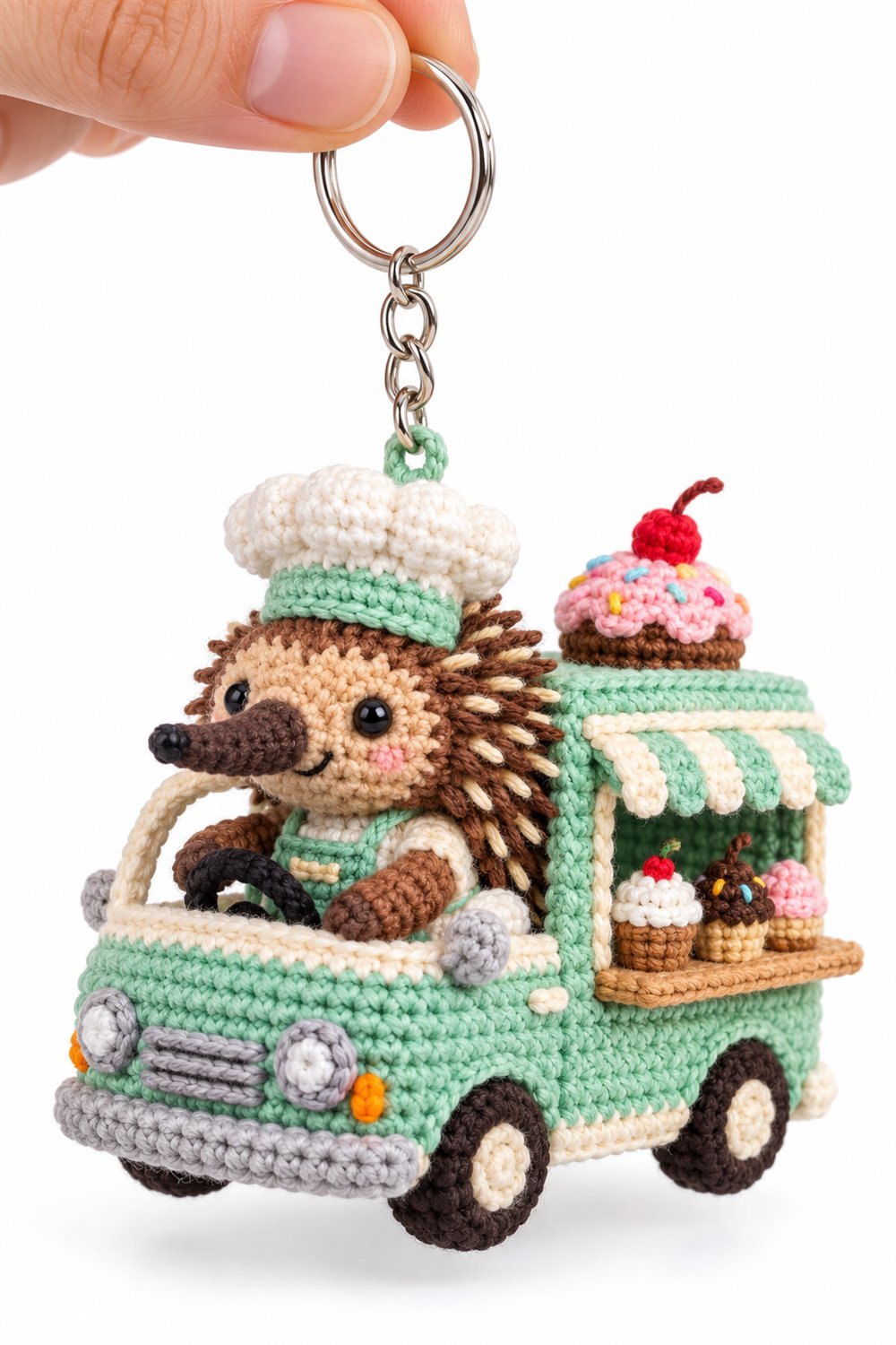 Crochet Echidna Pastry Chef In Mint Food Truck - Pattern