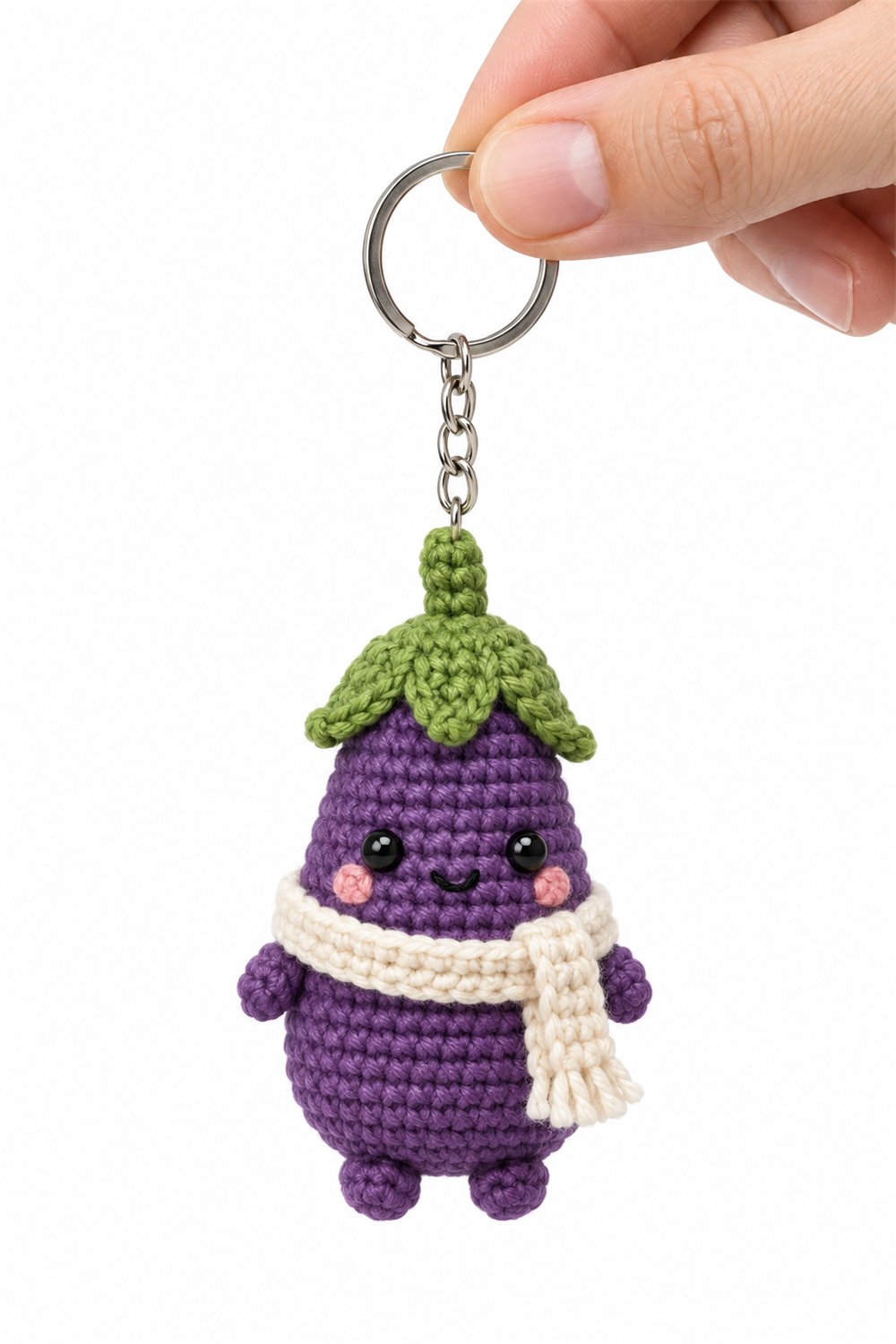 Eggplant With Scarf Keychain - Amigurumi Pattern