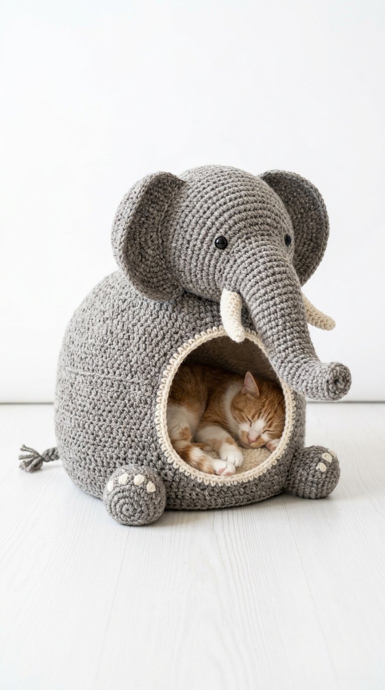 Elephant Crochet Cat House - Amigurumi Pattern