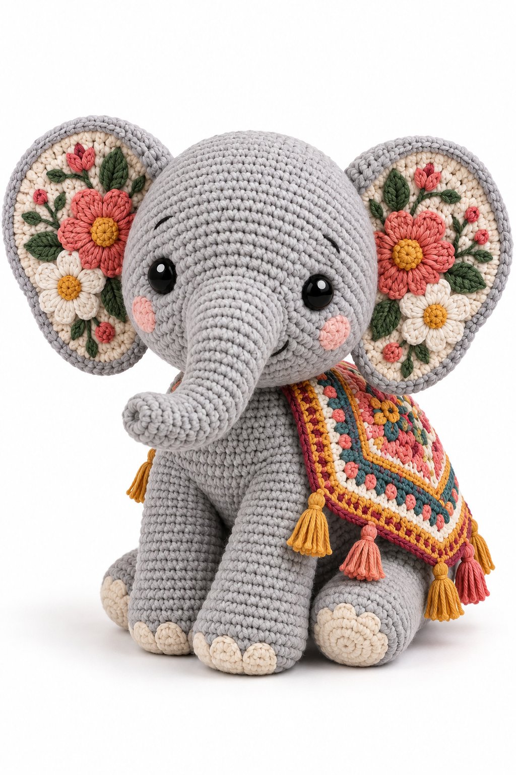 Elephant With Flower Ears - Easy Crochet