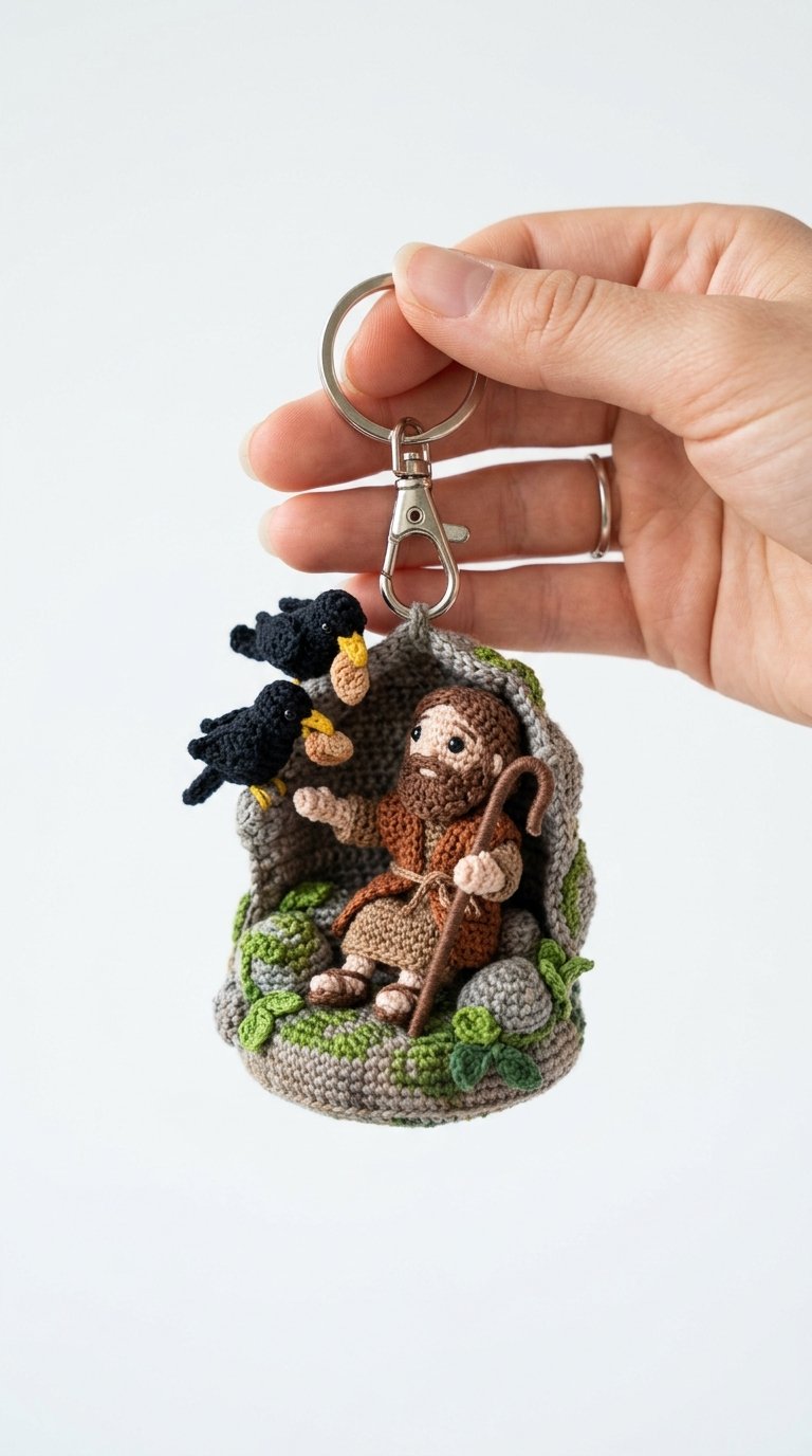 Elijah Fed By Ravens Keychain - Step by Step