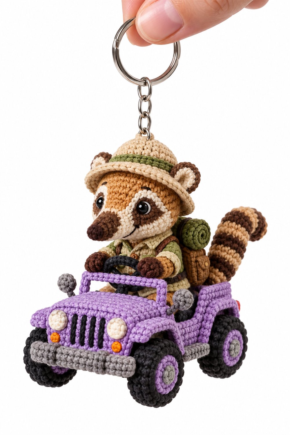 Crochet Explorer Coati In Lilac Jeep - Pattern