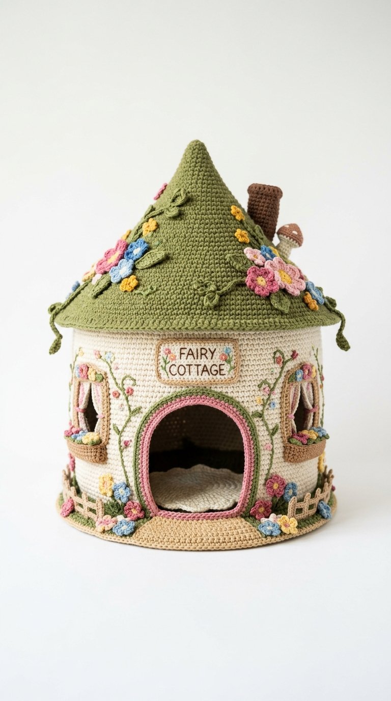 Fairy Cottage Crochet Cat House Crochet Guide