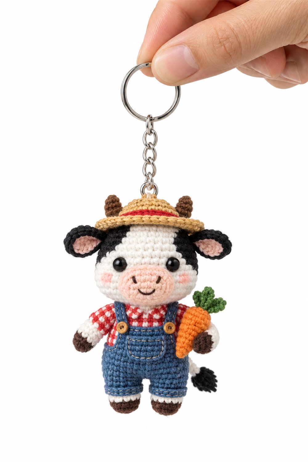 DIY Farmer Cow Keychain - Crochet Tutorial