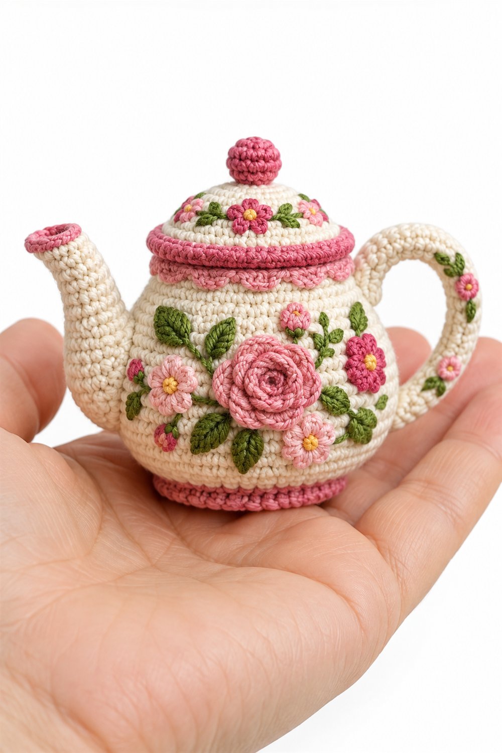 How to Crochet Floral Kettle 2