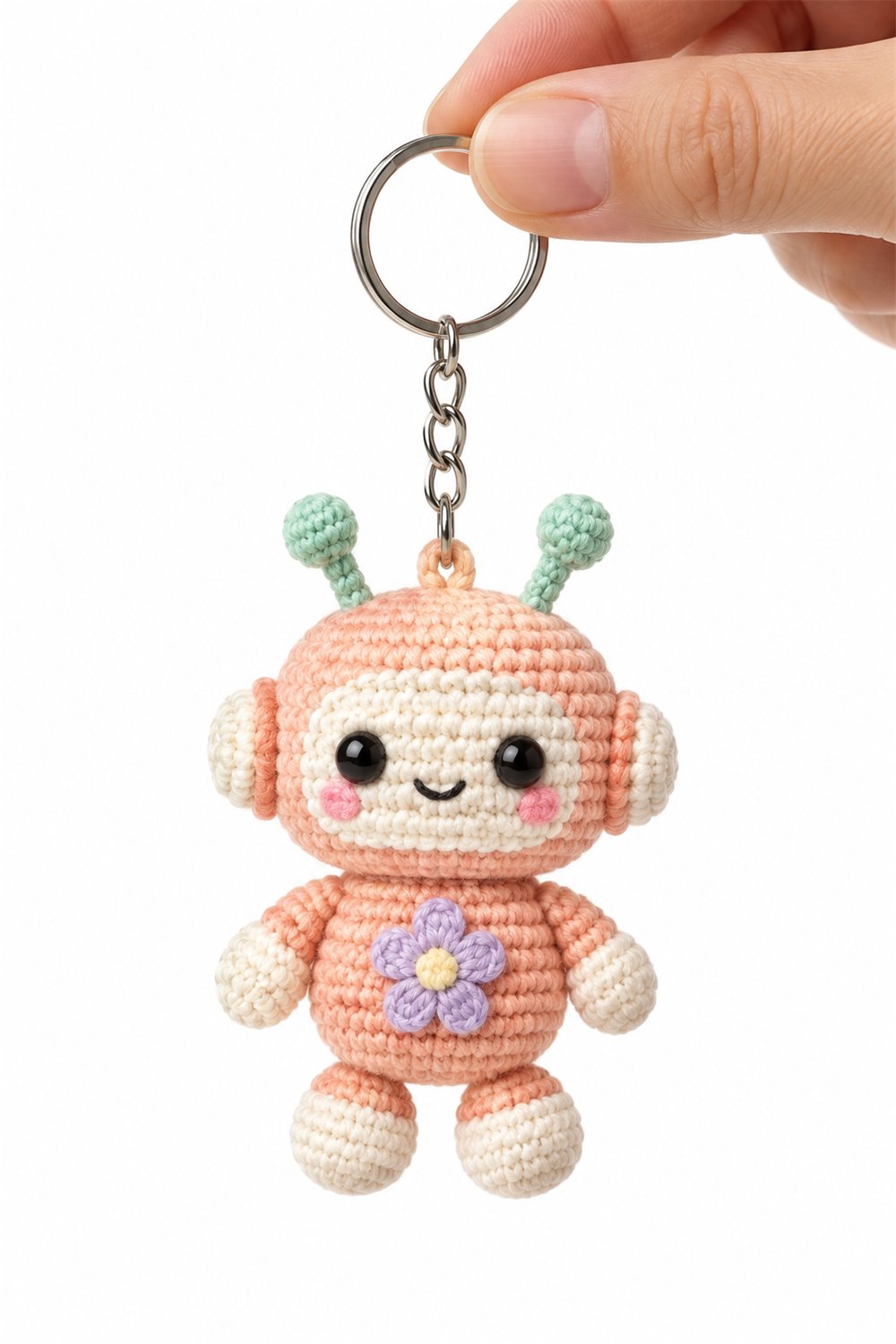 How to Crochet Flower Robot Keychain