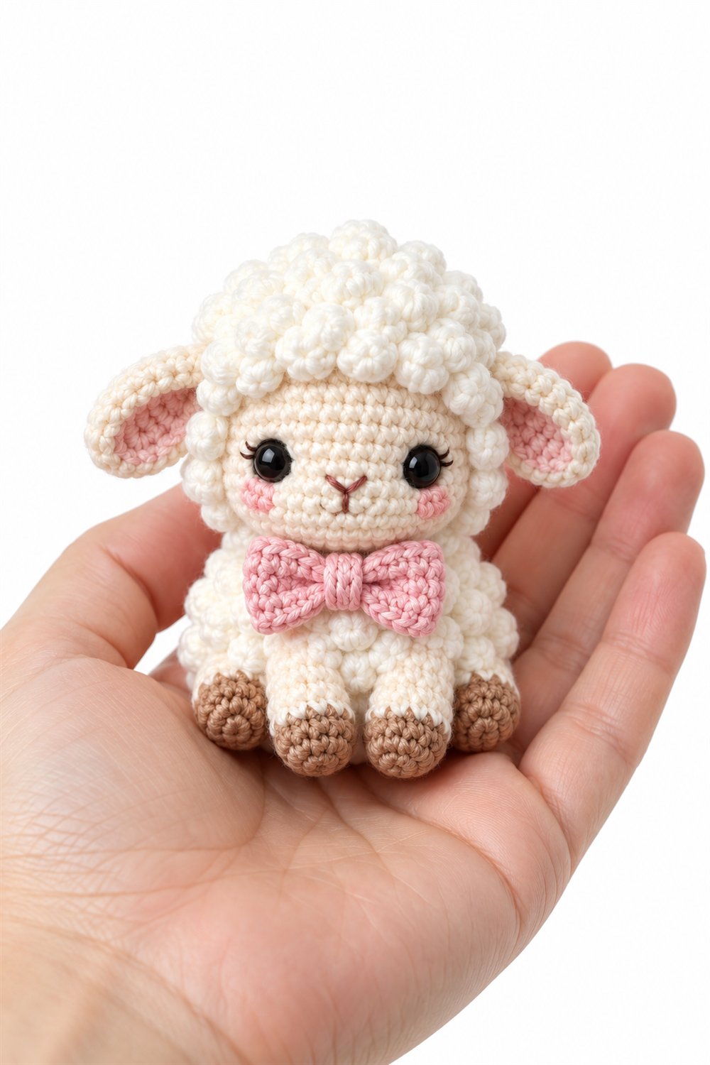 Crochet Fluffy Sheep With Bow - Pattern