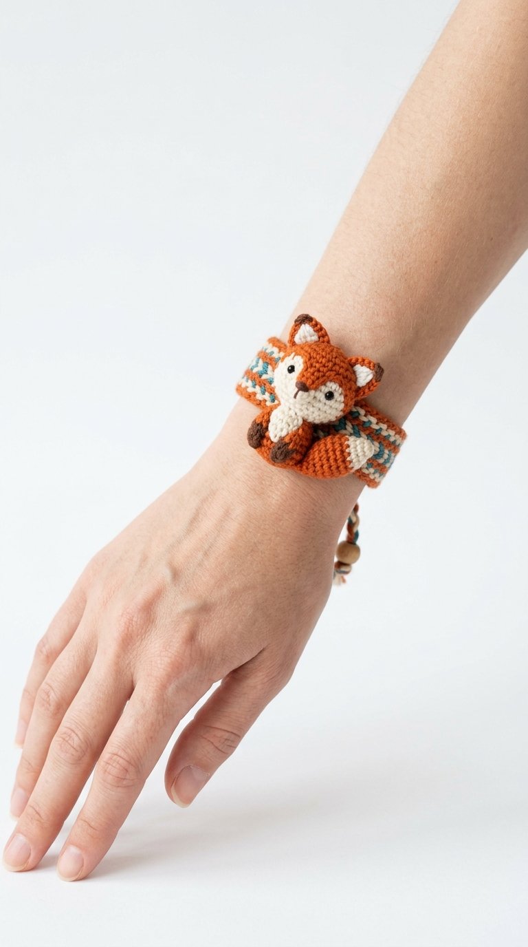 Crochet Fox Crochet Bracelet On Wrist - Pattern