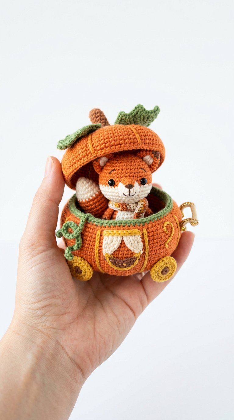 Fox Inside Pumpkin Carriage Crochet - Step by Step