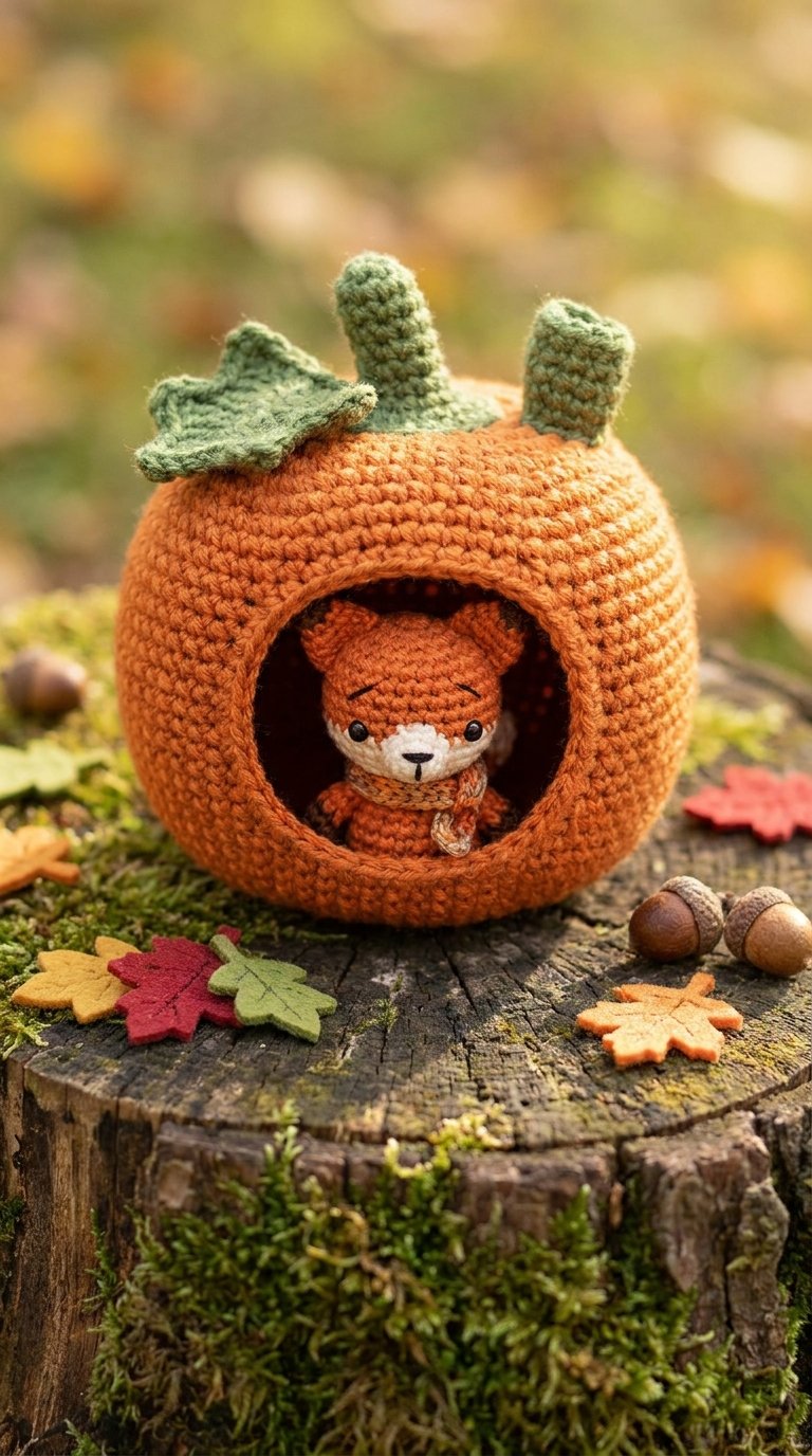 Fox Inside Pumpkin House - Handmade Pattern