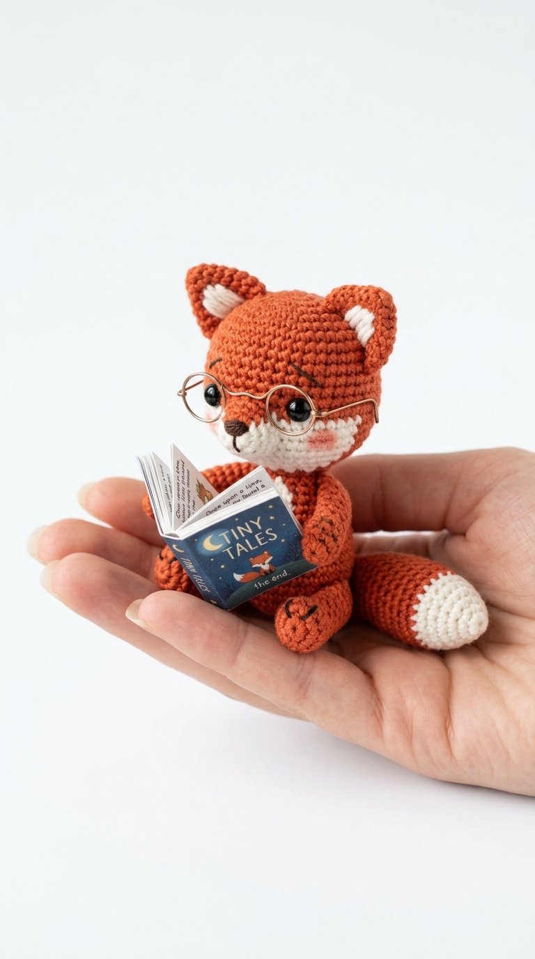 Fox Reading Tiny Storybook Crochet Guide