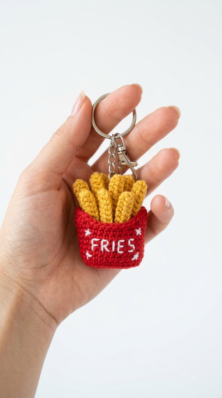 French Fries Crochet Keychain - Amigurumi Pattern