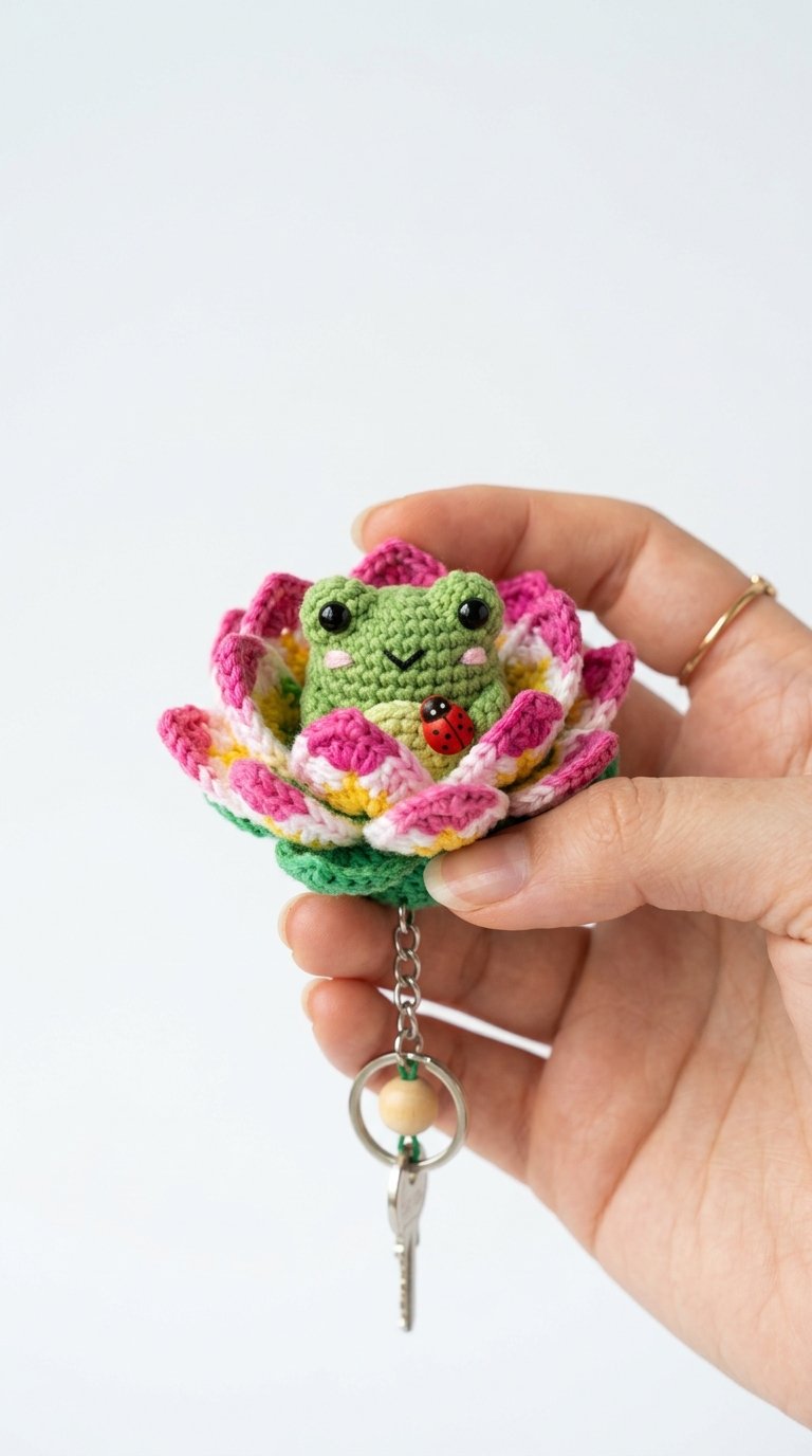 Crochet Frog Crochet Keychain In Hand - Pattern