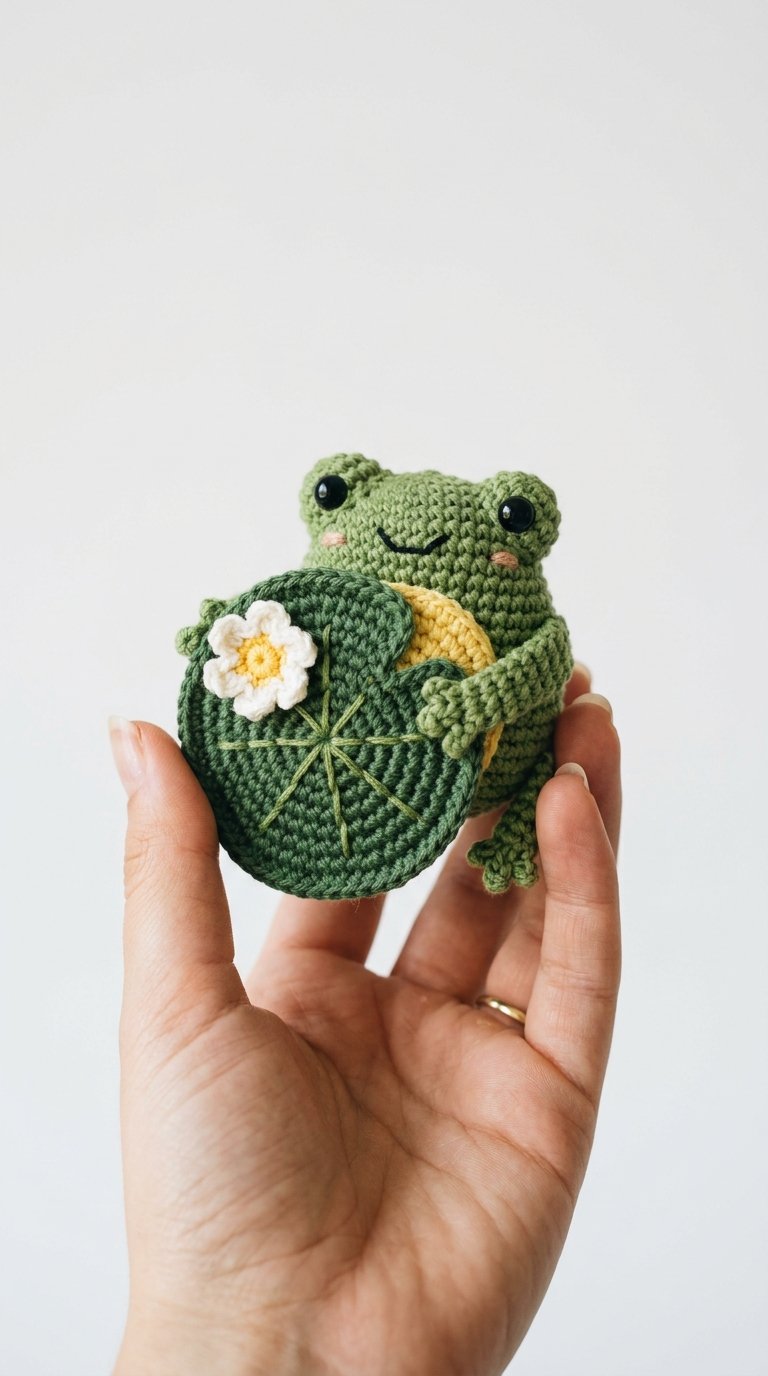 Frog Hugging Lily Pad Crochet - Crochet Pattern