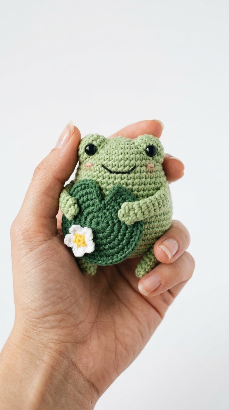 Frog Hugging Lily Pad Crochet - PDF Pattern