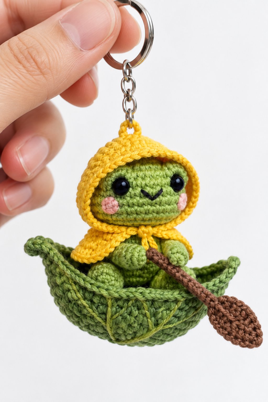 Frog In Leaf Boat Keychain - Easy Crochet