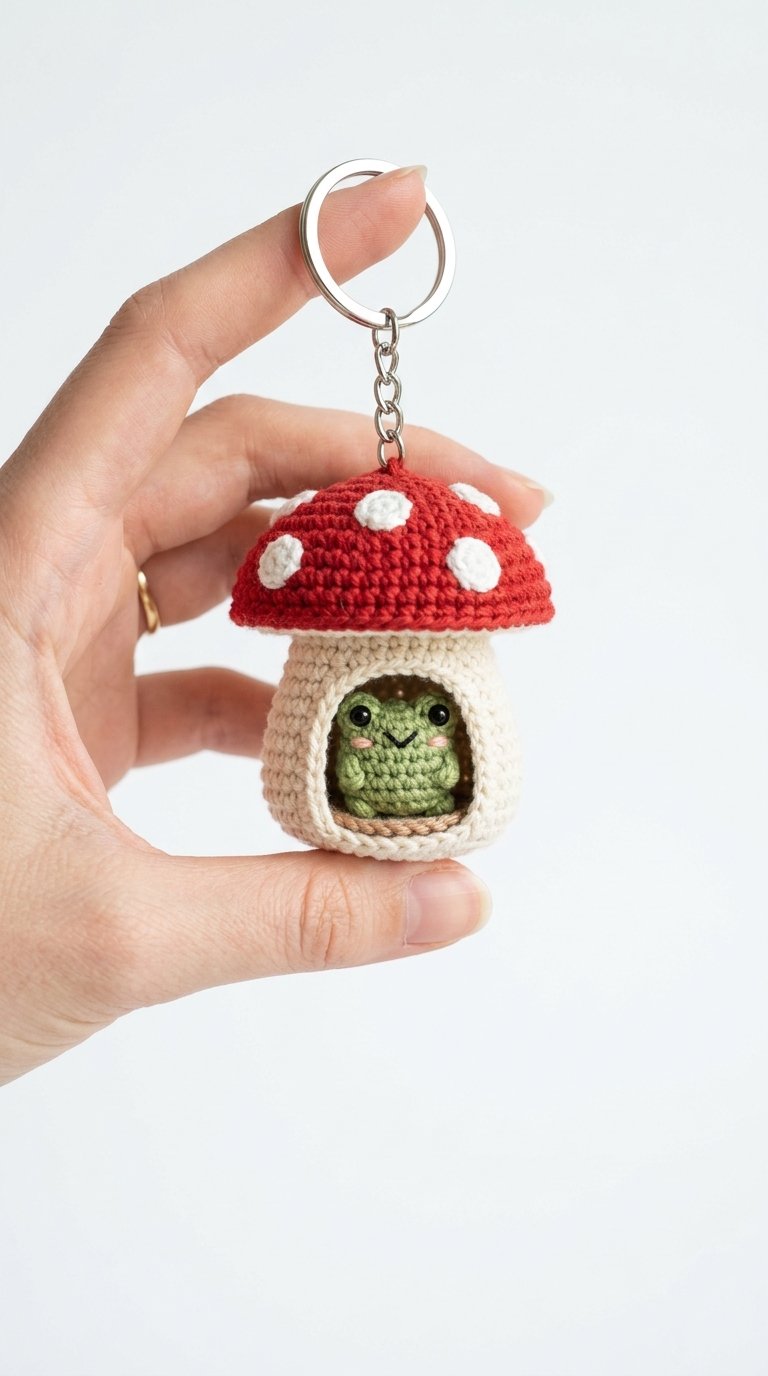 Frog Inside Mushroom Keychain - Step by Step