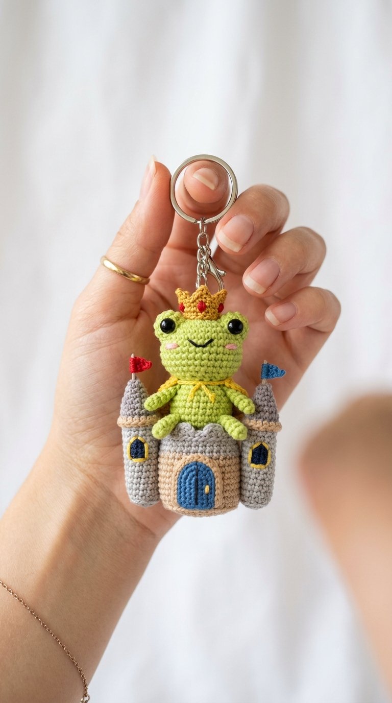 DIY Frog King Crochet Keychain - Crochet Tutorial
