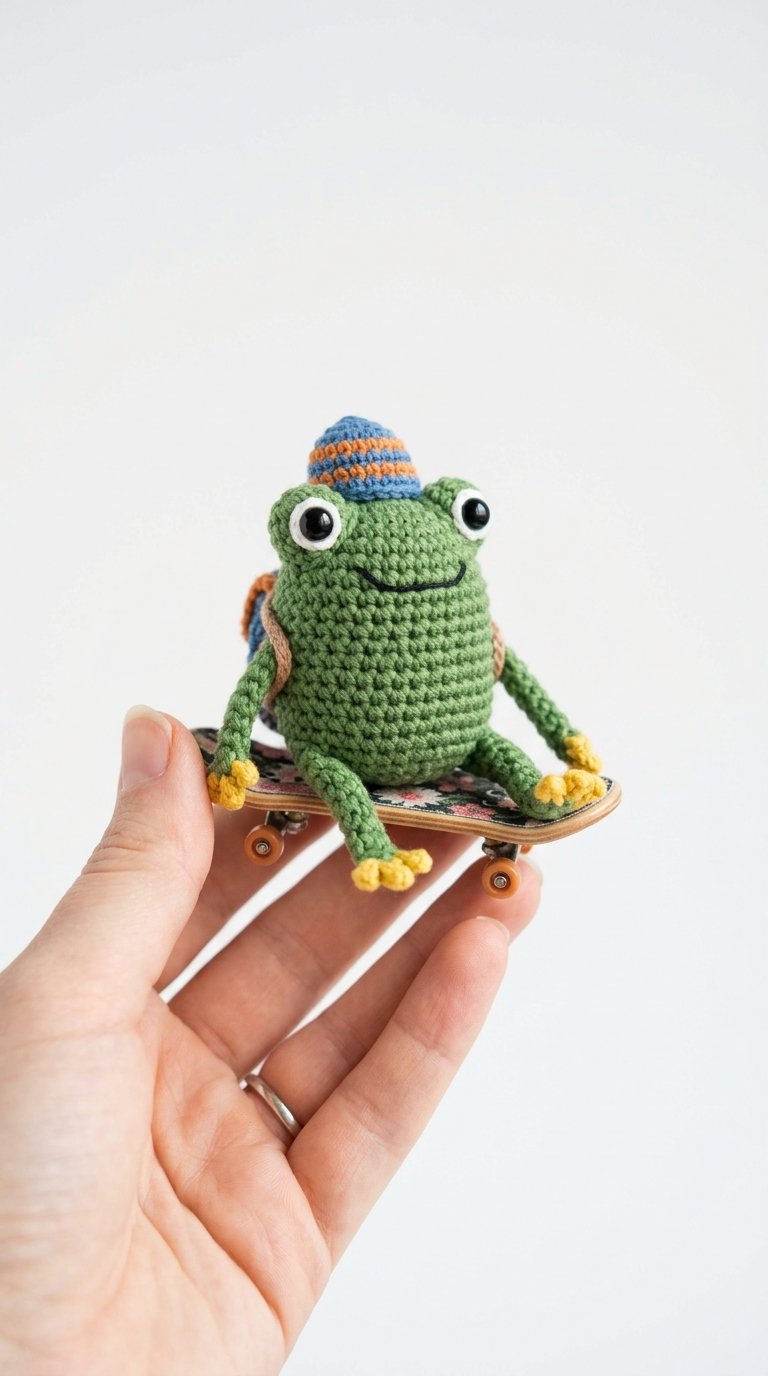 Frog Riding Skateboard Crochet - Crochet Pattern