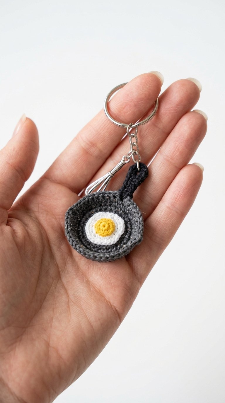 Frying Pan Crochet Keychain - Easy Crochet