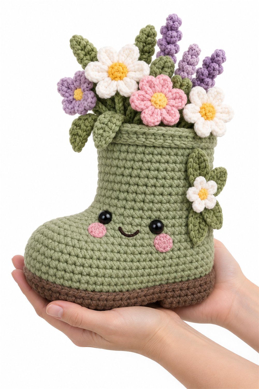Crochet Garden Boot With Flowers - Pattern