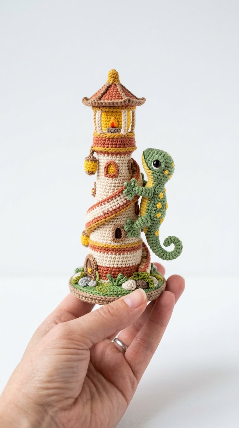 Gecko Climbing Lantern Tower Cro - Handmade Pattern