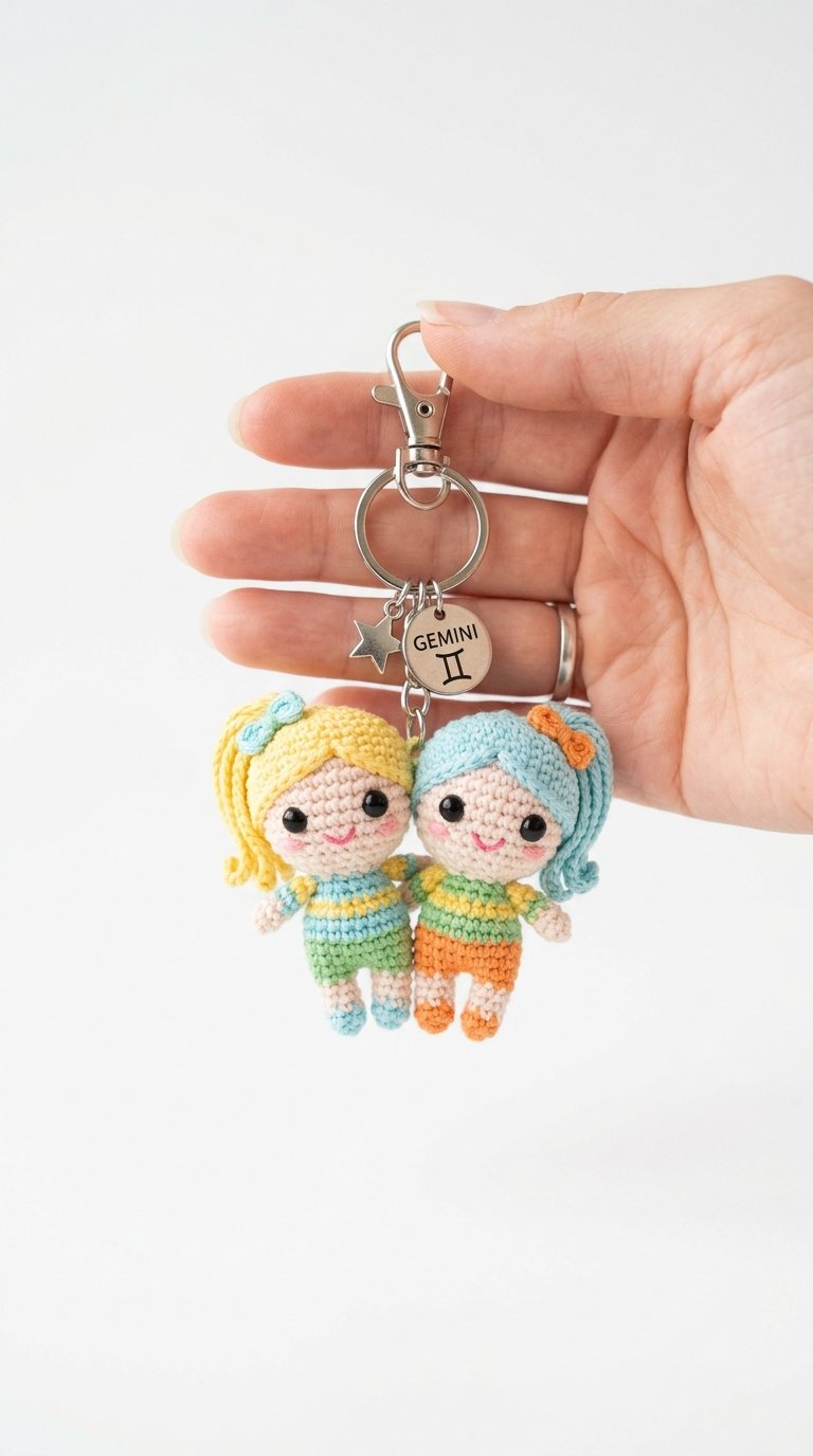 Crochet Gemini Crochet Keychain In Hand - Pattern