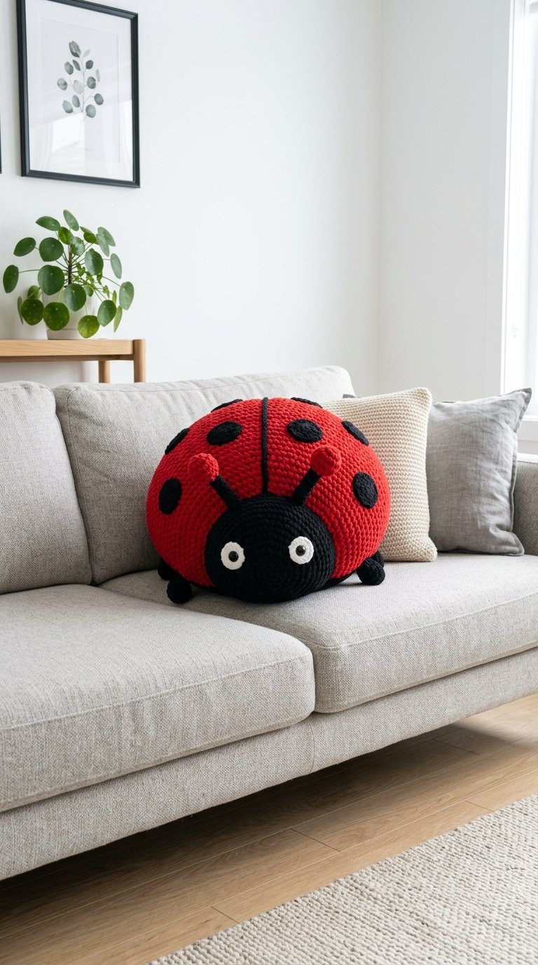 Giant Ladybug Crochet Pillow Sofa - Easy Crochet