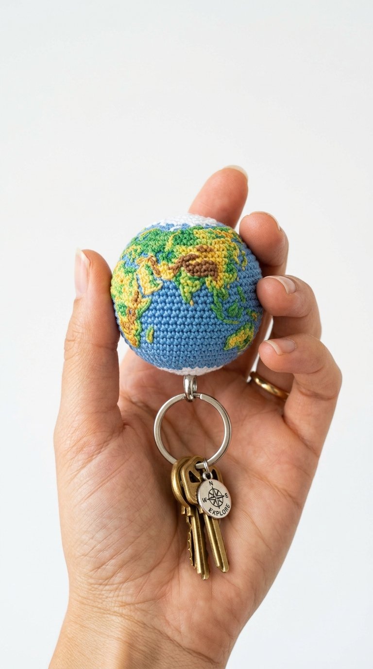 How to Crochet Globe Crochet Keychain In Hand