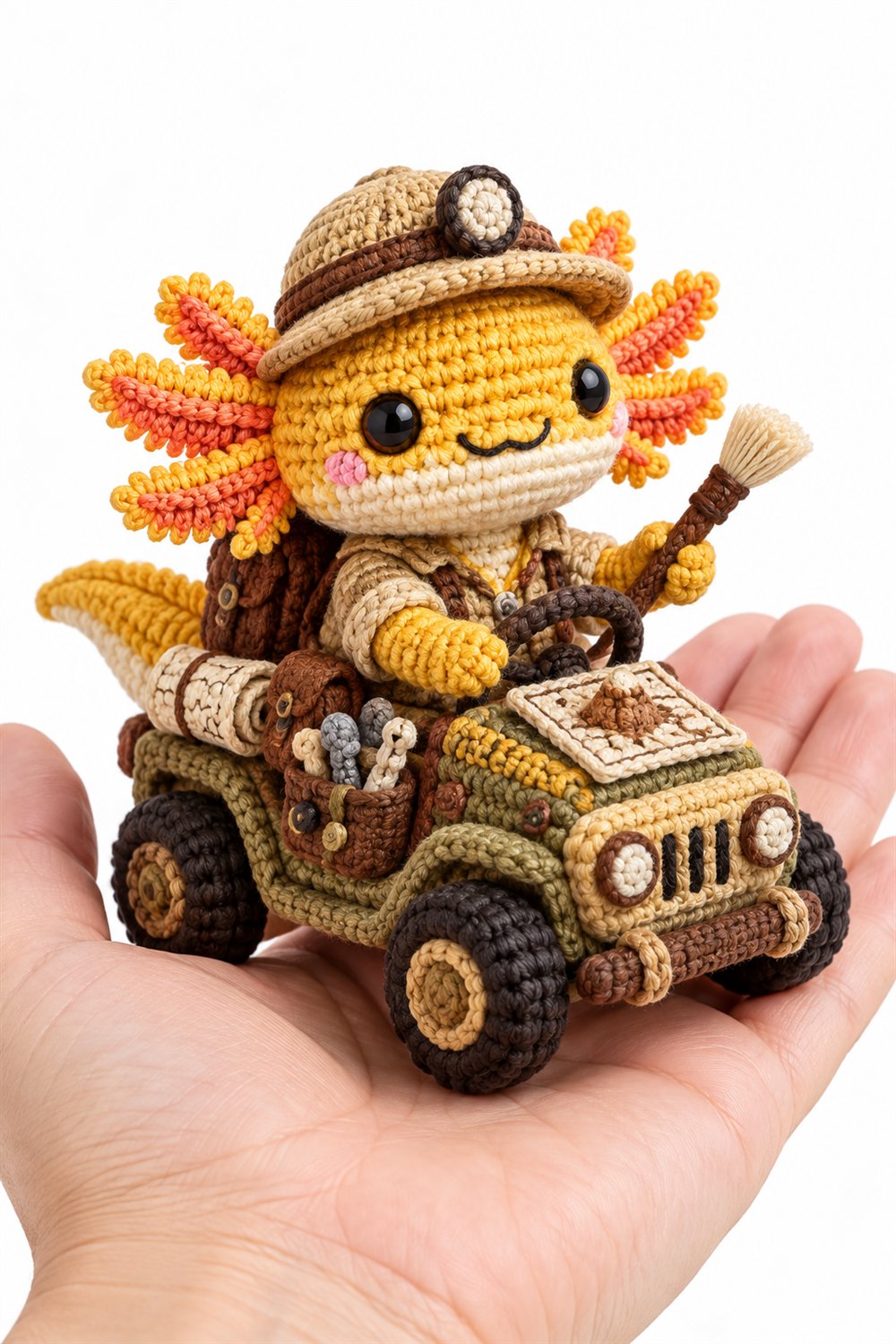 Golden Salamander Archaeologist With Hat And Brush - Easy Crochet